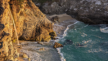 McWay Falls, California, rocks, pacific, ocean, beach, usa HD wallpaper