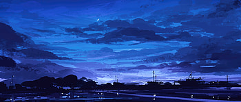 Evening Clouds Moon, artist, artwork, digital-art, pixiv HD wallpaper