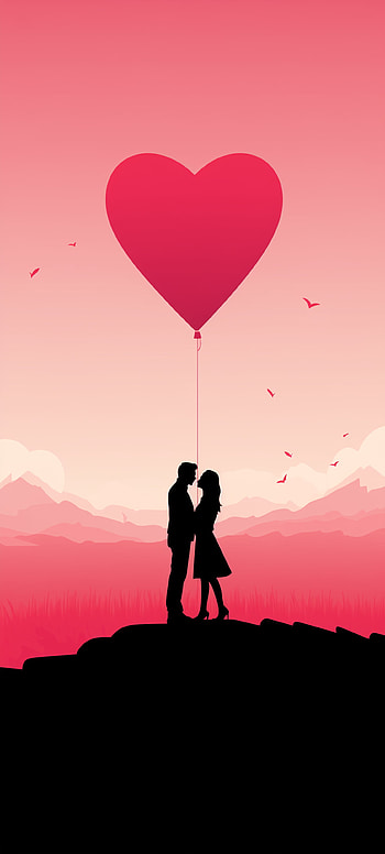 Romantic Valentine's Day Heart Balloon Couple, heart, couple, holiday, Valentine's Day HD phone wallpaper