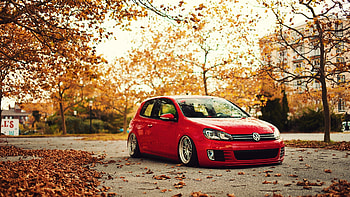 Volkswagen Red, volkswagen, cars, wheels, concave-wheels, red HD wallpaper
