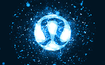 Lululemon Athletica blue logo, , blue neon lights, creative, blue abstract background, Lululemon Athletica logo, brands, Lululemon Athletica HD wallpaper