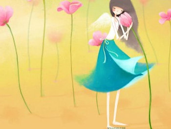 Fairy and Lily, fairy, lily flowers HD wallpaper