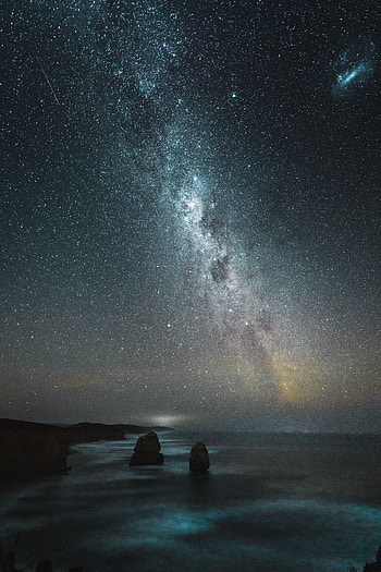 Nature, Sea, Night, Beach, Starry Sky, Milky Way HD phone wallpaper