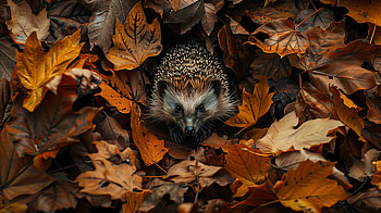 Hedgehog Amidst Autumn Leaves, Animal, hedgehog, Autumn HD wallpaper