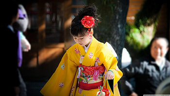 Shichi Go-san, 1366x768, japan, , geisha, beauty HD wallpaper