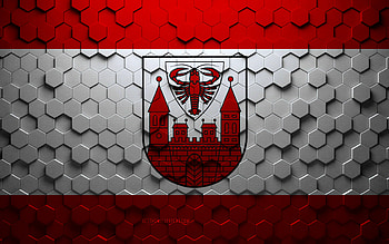 Flag of Cottbus, honeycomb art, Cottbus hexagons flag, Cottbus, 3d hexagons art, Cottbus flag HD wallpaper