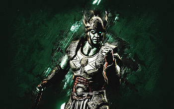 Dark Lord, Mortal Kombat Mobile, Dark Lord MK Mobile, Mortal Kombat, green stone background, Mortal Kombat Mobile characters, grunge art, Dark Lord Mortal Kombat HD wallpaper
