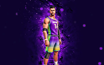 Buzzer Beater, , violet neon lights, Fortnite Battle Royale, Fortnite characters, Buzzer Beater Skin, Fortnite, Buzzer Beater Fortnite HD wallpaper
