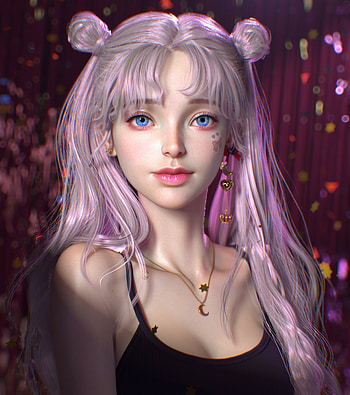 Pretty girl, art, blue eyes HD phone wallpaper
