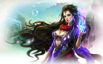 Blue Magic, art, blue orb, girl, beautiful, woman, digital, fantasy, pretty, female HD wallpaper