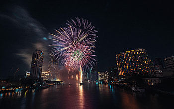 Holidays, Water, Explosions, City, Sparks, Holiday, Fireworks, Firework HD wallpaper