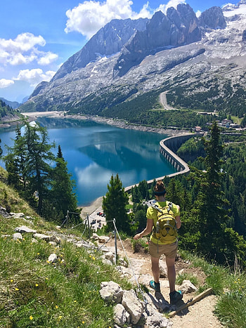 Trentino Dolomites, Bindelweg hike, Lake Fedaia, Val di Fassa HD phone wallpaper