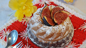 Flowers, Food, Cake, Fig, Powdered Sugar HD wallpaper