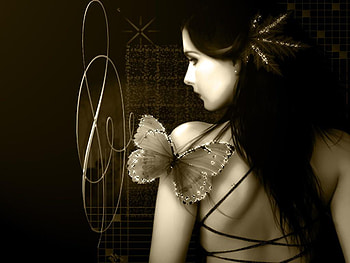 Butterfly, lady, abstract, fantasy HD wallpaper