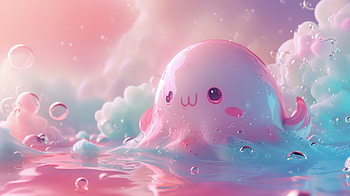 Cute Kawaii Octopus, cute, kawaii, Pastel Color, Digital Art HD wallpaper