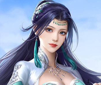 Fantasy girl, blue, fanxiu, jewel, fan xiy, fantasy, face, luminos, girl HD wallpaper