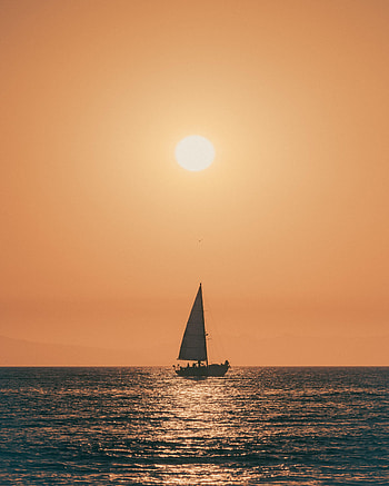 Nature, Sunset, Sea, Sun, Twilight, Dusk, Boat HD phone wallpaper