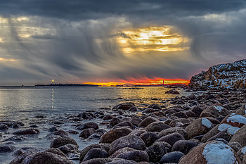 Golden Tide: Sunset Coastal Landscape, landscape, sunset HD wallpaper