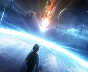 Final act, cg, planet, comet, space, child HD wallpaper