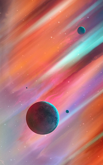 Colorful, space, planets, art HD phone wallpaper