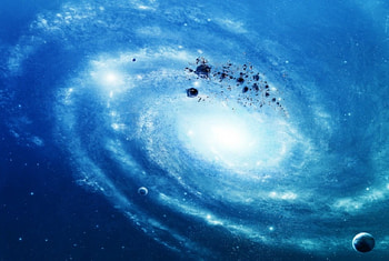 Blue Galaxy, blue, cosmos, galaxy, planet HD wallpaper