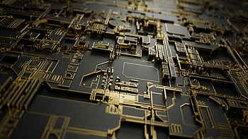 CIRCUIT CHIP GOLD, Abstract, technology, circuit HD wallpaper