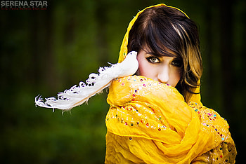 pretty eyes, feather, bird, pretty, yellow, eyes, girl HD wallpaper