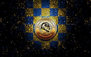 Basketball Lowen Braunschweig, glitter logo, BBL, red white checkered background, basketball, german basketball club, Basketball Lowen Braunschweig logo, mosaic art, Basketball Bundesliga HD wallpaper