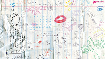 February 2011, smile, february, calendar, abstract, 2011, drawing, flowers, kiss, page, heart, valentines day HD wallpaper