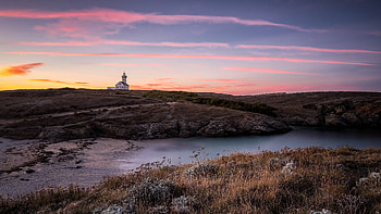 Lighthouse Brittany France, brittany, lighthouse, france, sunset HD wallpaper