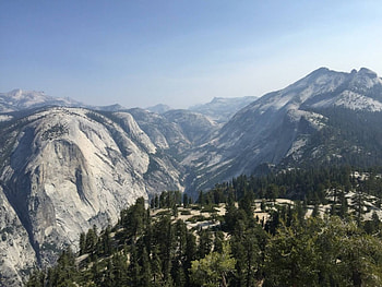 Half Dome view, fun, cool, nature, forest, mountain HD wallpaper