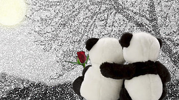Loving Teddies, winter, sweet, plush, February, Valentines Day, toys, love, teddy bears, snow HD wallpaper