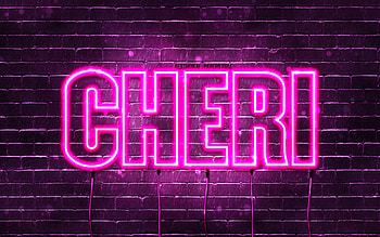 Happy Birtay Cheri, , pink neon lights, Cheri name, creative, Cheri Happy Birtay, Cheri Birtay, popular french female names, with Cheri name, Cheri HD wallpaper