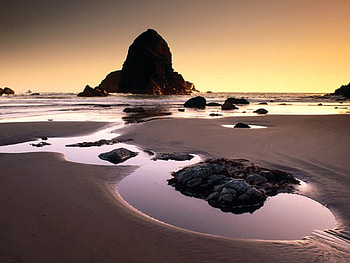 Nature, Stones, Sea, Beach, Sand, Shore, Bank, Lumps, Blocks, Puddles HD wallpaper
