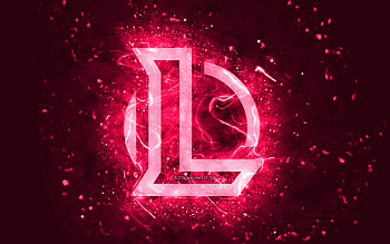 League of Legends pink logo, , LoL, pink neon lights, creative, pink abstract background, League of Legends logo, LoL logo, online games, League of Legends HD wallpaper