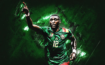 Karl Toko Ekambi, Cameroon national football team, Cameroon football player, green stone background, Cameroon, football HD wallpaper
