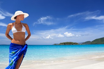 *** A little summer in winter days ***, blue, summer, lady, model, sky, ocean, female, beach HD wallpaper