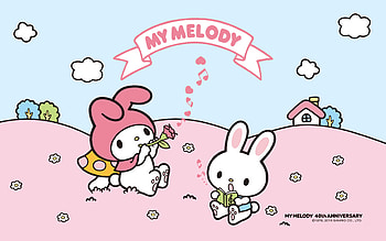My Melody Pink & Blue Music Background - A super cute background from Sanrio - My Melody Pink & Blue Music Background! Click the to view the ... HD wallpaper