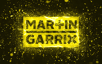 Martin Garrix yellow logo, , dutch DJs, yellow neon lights, creative, yellow abstract background, Martijn Gerard Garritsen, Martin Garrix logo, music stars, Martin Garrix HD wallpaper