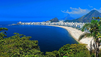Sun-kissed beach, Stunning panorama, Coastal retreat, Exotic destination HD wallpaper