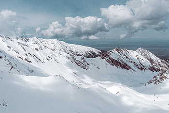 Winter, landscape, mountains, snow layer HD wallpaper