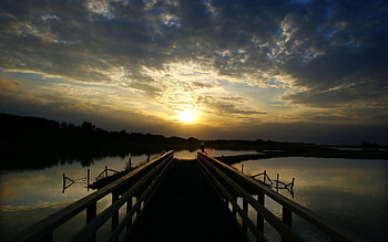 Nature, Water, Sunset, Pier, Evening HD wallpaper