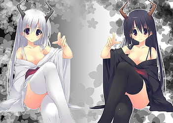 Black and White, white, black, anime, wall, angel, girl, brs, devilish HD wallpaper