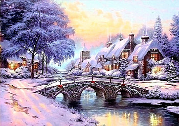 Winter, cold, trees, house, snow HD wallpaper