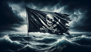 Pirate Flag - Oceanic Skull and Crossbones, pirate flag, jolly roger, skull and crossbones, ocean HD wallpaper