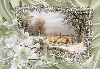 Retro winter, pastel, winter, white, art, soft, retro, digital, painting, abstract, snow, flowers HD wallpaper