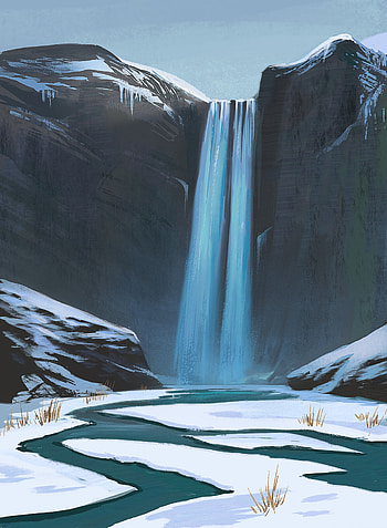 Art, Rocks, Waterfall, Flow, Stream, Canvas HD phone wallpaper