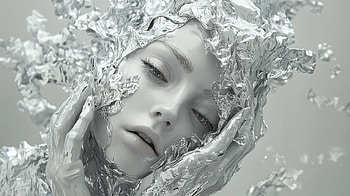 Silver Serenity: A Stunning Ultra, woman, silver, water, surreal, artistic HD wallpaper