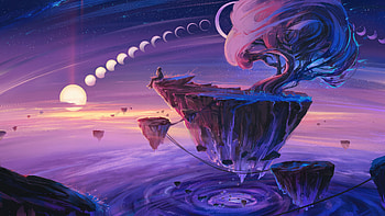 Sunset Over Moons A Dreamy Girl Delight, artist, artwork, digital-art, artstation HD wallpaper