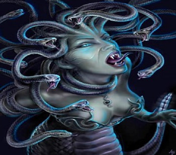 Medusa, fangs, fantasy, tail, snakes HD wallpaper